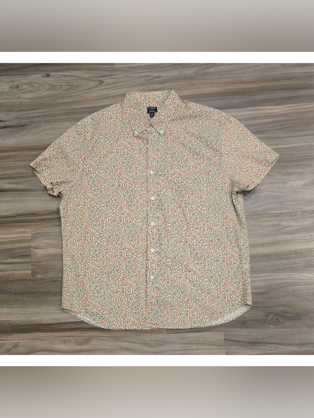 J.Crew Men’s Flex Washed Floral Button Up Shirt XXL Green Orange NWT $`79.50